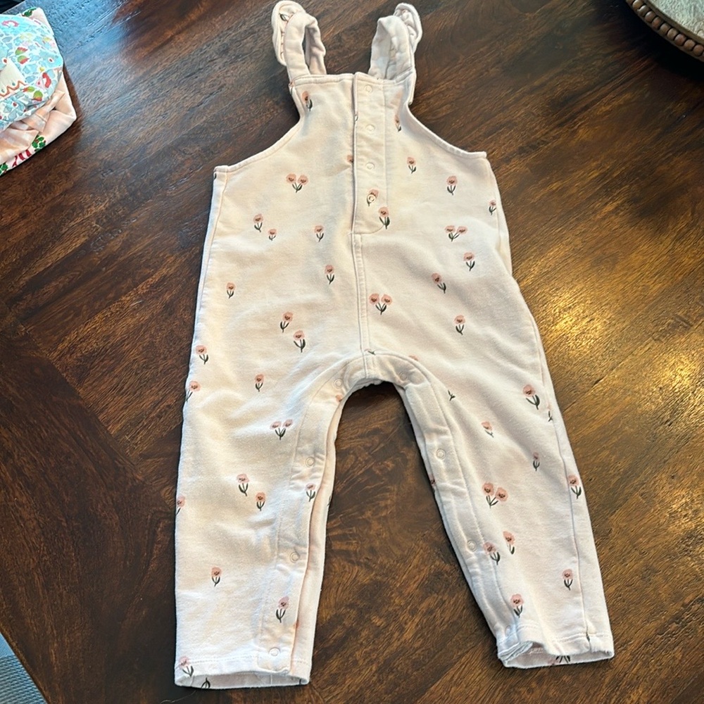 Angel Dear pink floral coveralls